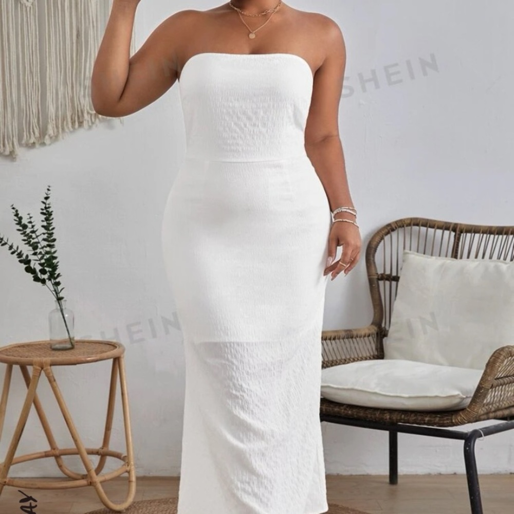 Sold out on SHEIN white strapless maxi dress